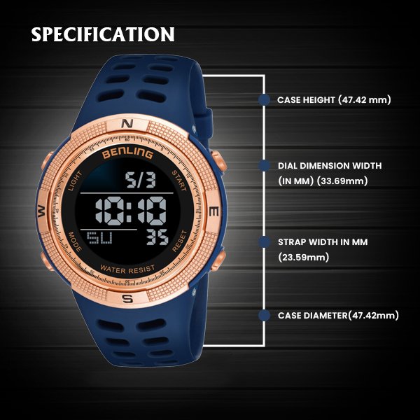 Digital Watch with Stopwatch | Calendar | Alarm | Sports – Formal Casual Wear | 6060