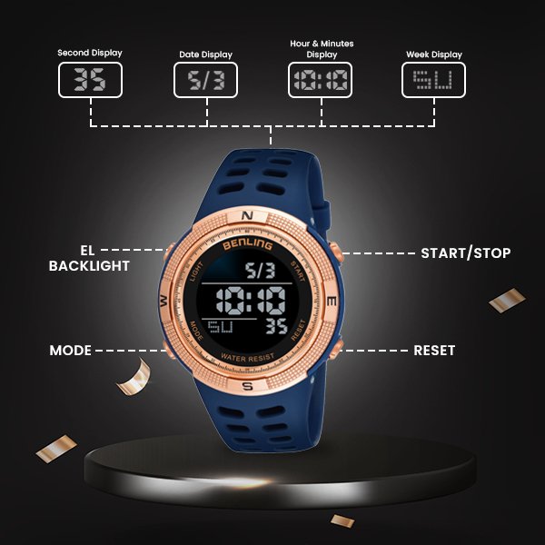 Digital Watch with Stopwatch | Calendar | Alarm | Sports – Formal Casual Wear | 6060