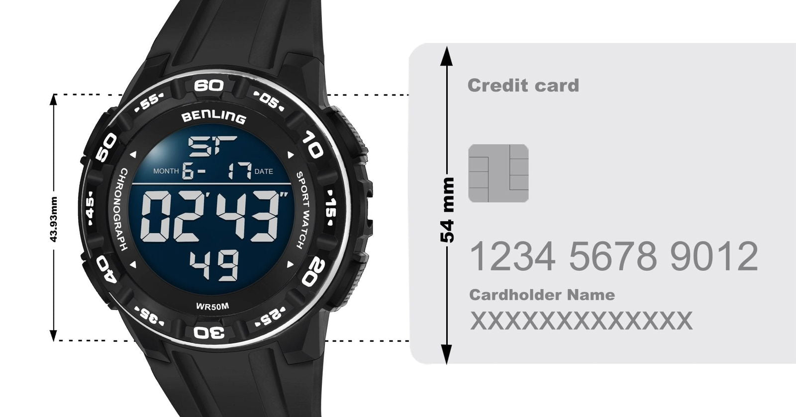 Digital Wrist Watch with Led Backlight | Stopwatch | Calendar | Sports – For Men | Boys | 6054