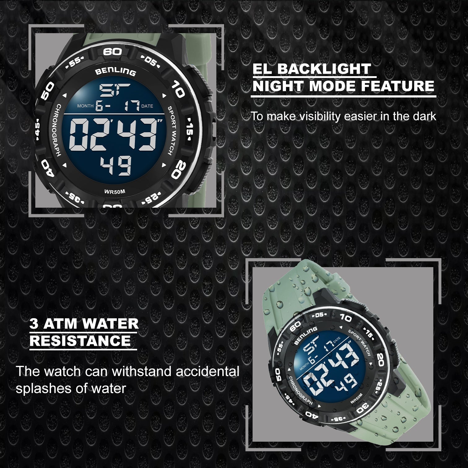Digital Wrist Watch with Led Backlight | Stopwatch | Calendar | Sports – For Men | Boys | 6054