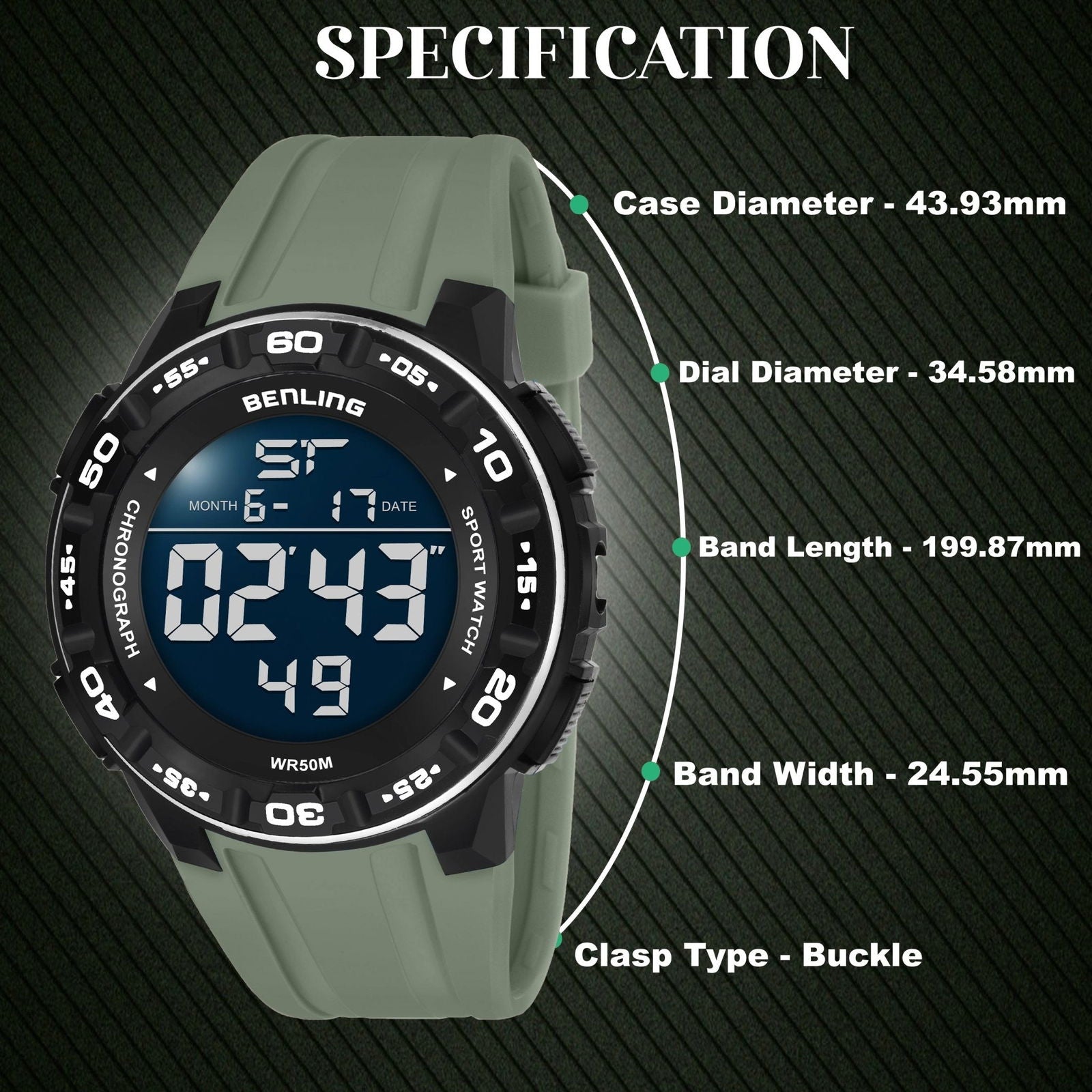 Digital Wrist Watch with Led Backlight | Stopwatch | Calendar | Sports – For Men | Boys | 6054