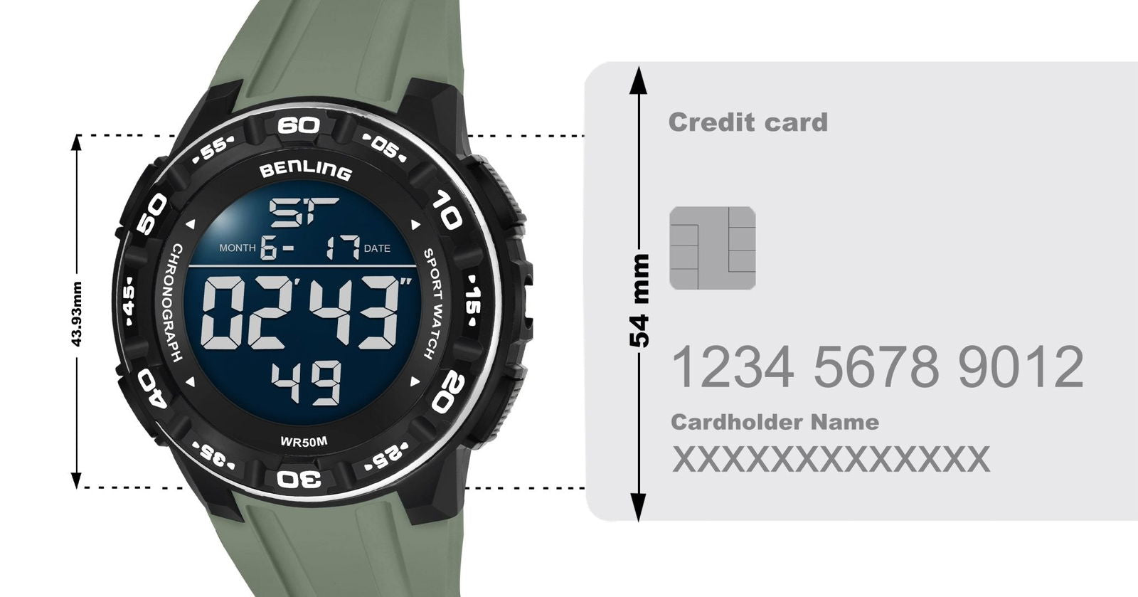 Digital Wrist Watch with Led Backlight | Stopwatch | Calendar | Sports – For Men | Boys | 6054