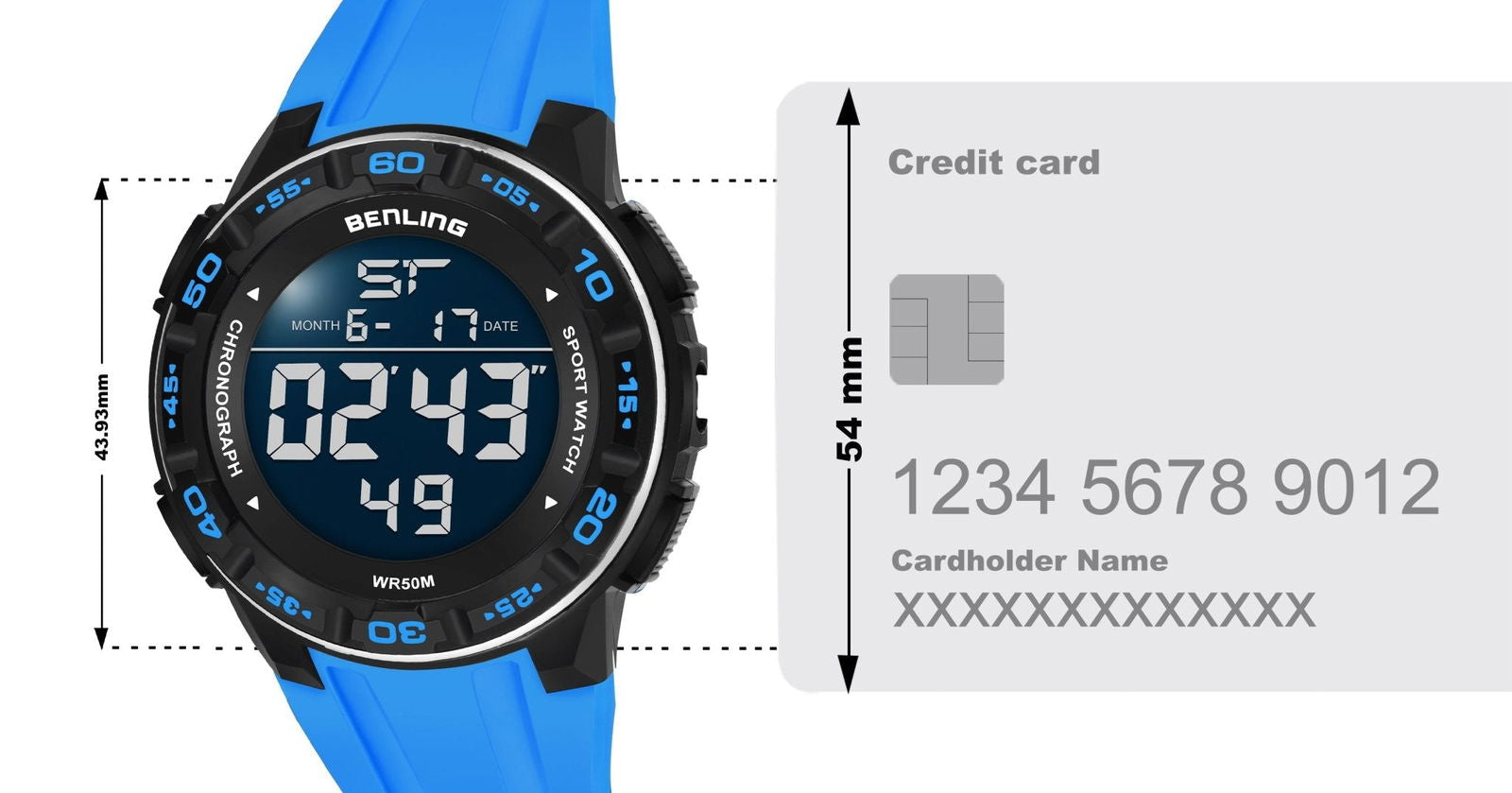 Digital Wrist Watch with Led Backlight | Stopwatch | Calendar | Sports – For Men | Boys | 6054