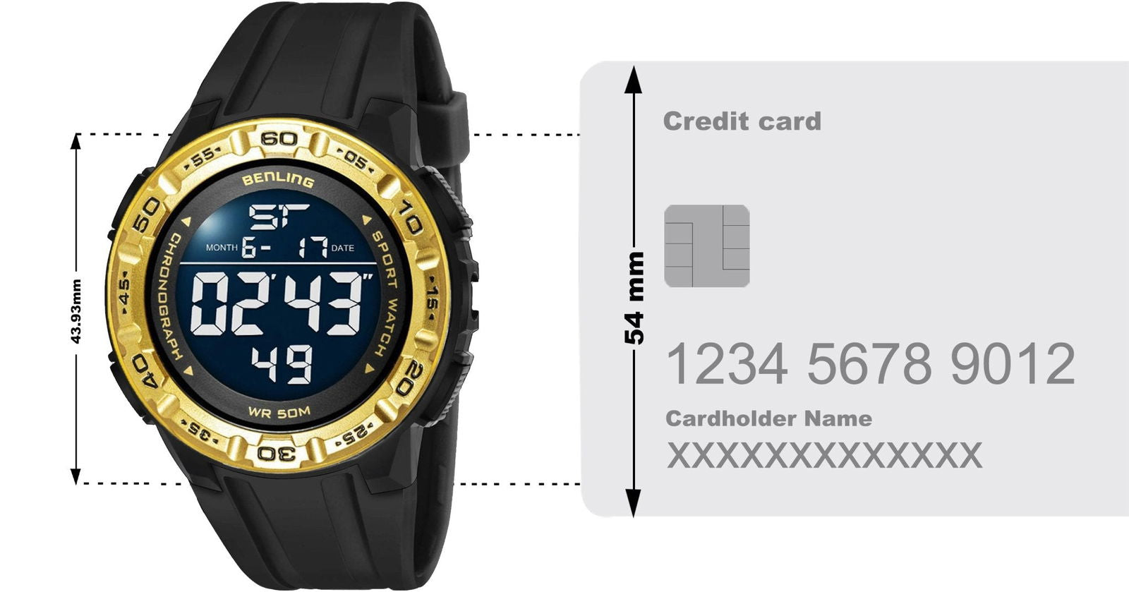 Digital Wrist Watch with Led Backlight | Stopwatch | Calendar | Sports – For Men | Boys | 6054