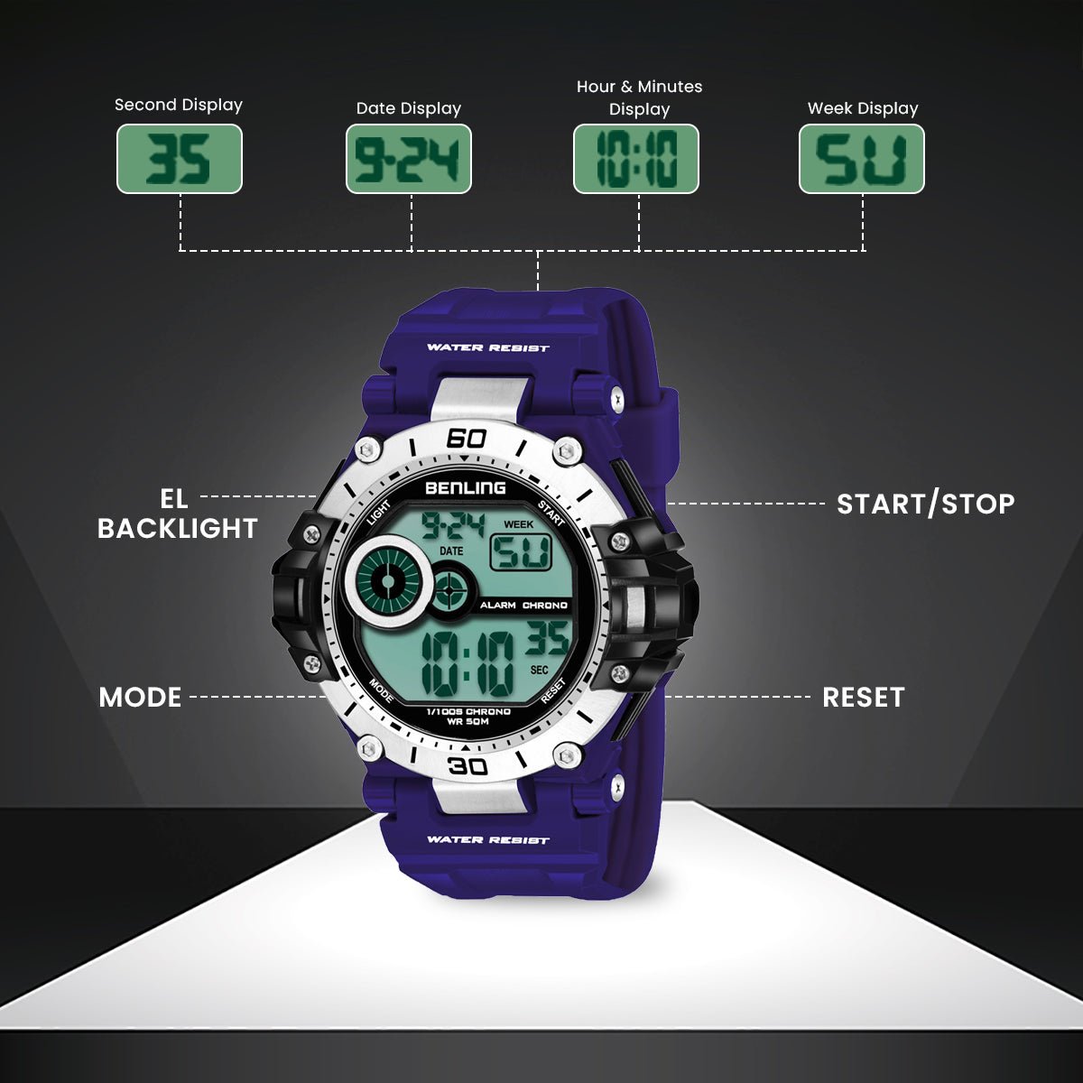 Iconic Digital Watch with Silicon Strap | Calendar | Alarm | Sports – Formal Casual Wear | 6056