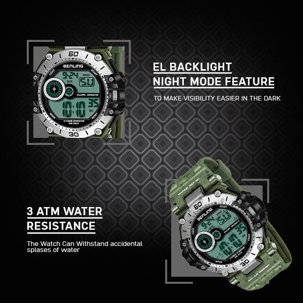 Iconic Digital Watch with Silicon Strap | Calendar | Alarm | Sports – Formal Casual Wear | 6056