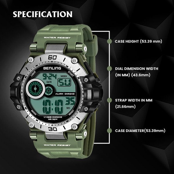 Iconic Digital Watch with Silicon Strap | Calendar | Alarm | Sports – Formal Casual Wear | 6056