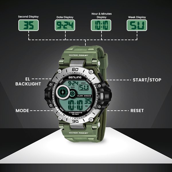 Iconic Digital Watch with Silicon Strap | Calendar | Alarm | Sports – Formal Casual Wear | 6056