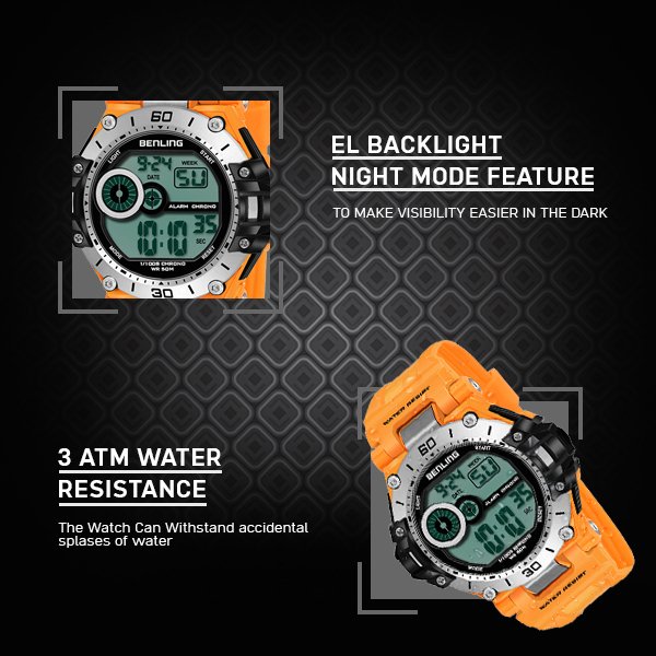 Iconic Digital Watch with Silicon Strap | Calendar | Alarm | Sports – Formal Casual Wear | 6056