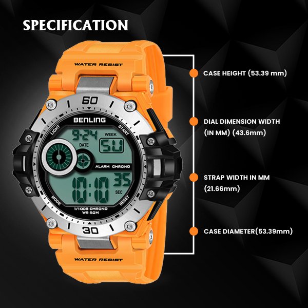 Iconic Digital Watch with Silicon Strap | Calendar | Alarm | Sports – Formal Casual Wear | 6056