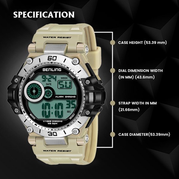 Iconic Digital Watch with Silicon Strap | Calendar | Alarm | Sports – Formal Casual Wear | 6056 - Benling