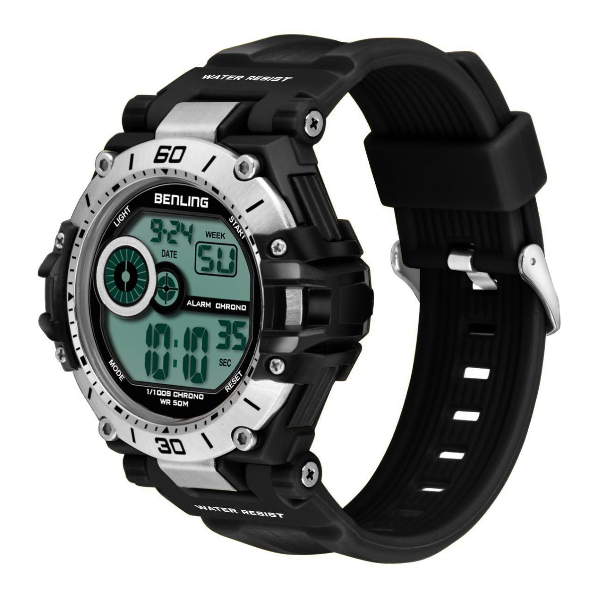 Iconic Digital Watch with Silicon Strap | Calendar | Alarm | Sports – Formal Casual Wear | 6056 - Benling