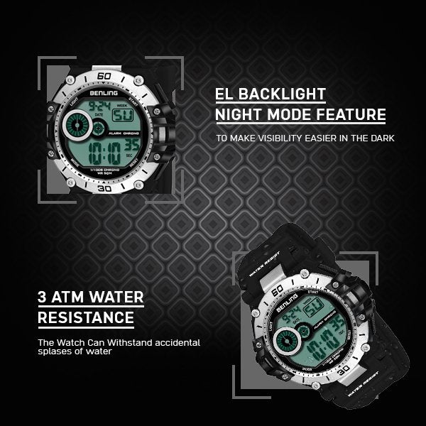 Iconic Digital Watch with Silicon Strap | Calendar | Alarm | Sports – Formal Casual Wear | 6056