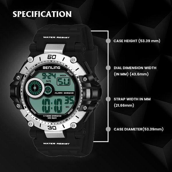 Iconic Digital Watch with Silicon Strap | Calendar | Alarm | Sports – Formal Casual Wear | 6056
