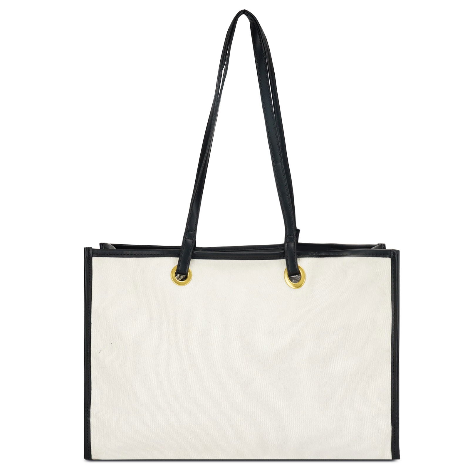 Letter Graphic Contrast Binding Tote Bag