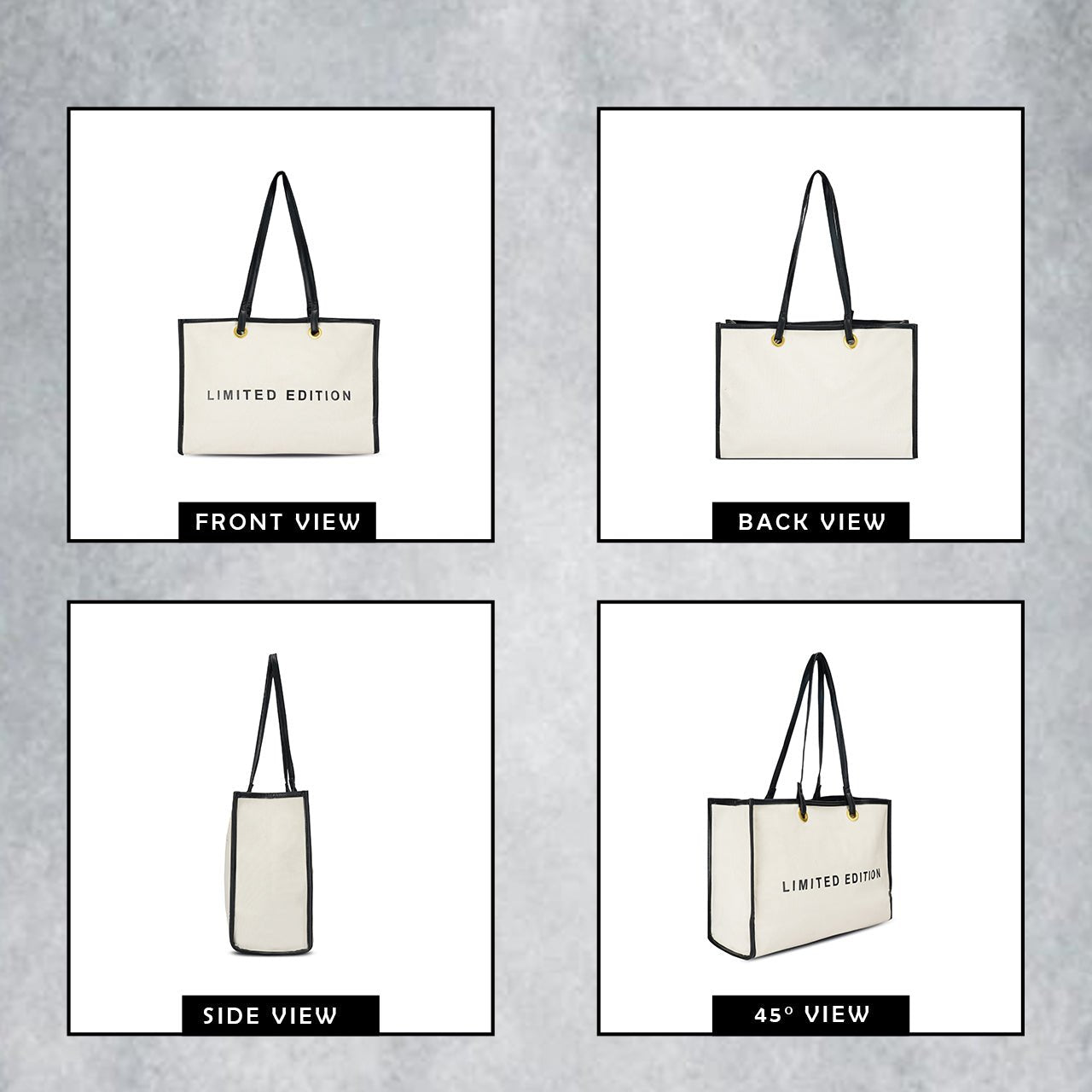 Letter Graphic Contrast Binding Tote Bag