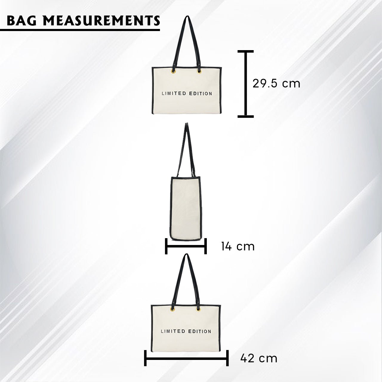 Letter Graphic Contrast Binding Tote Bag