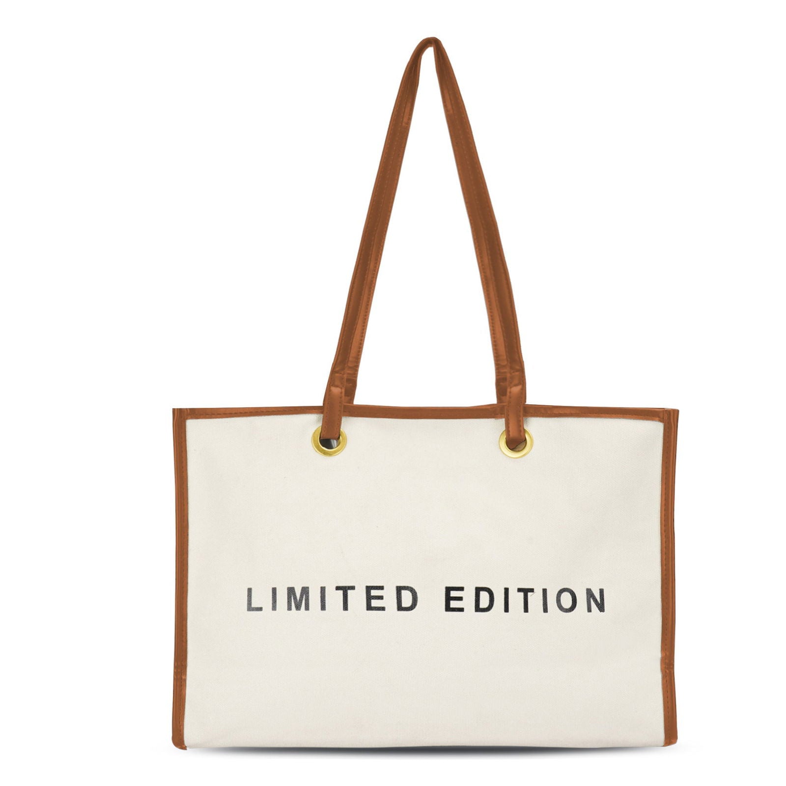 Letter Graphic Contrast Binding Tote Bag