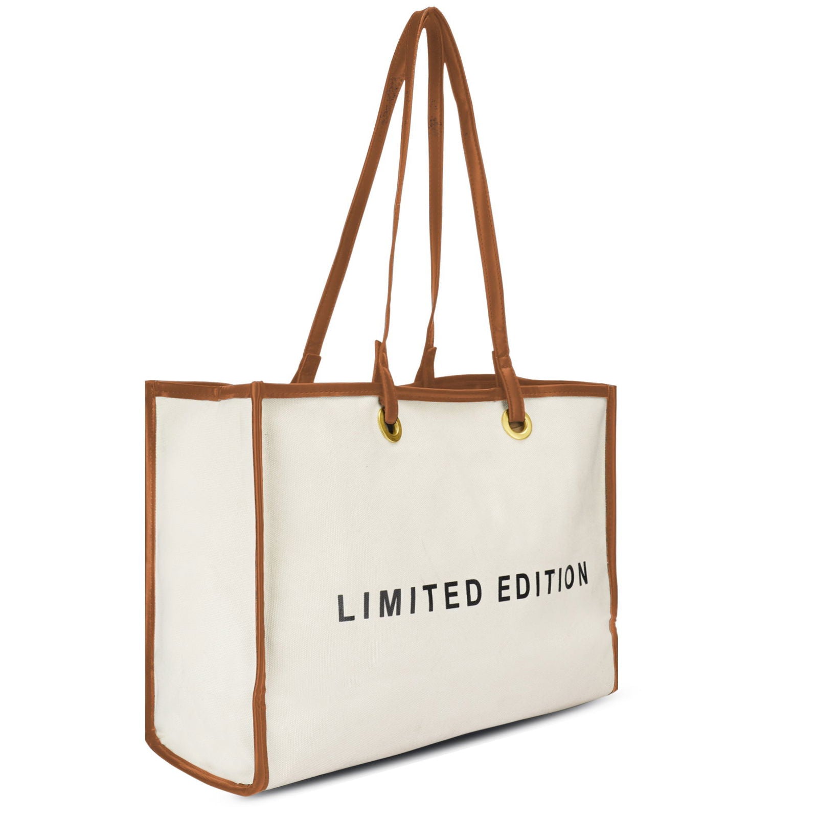 Letter Graphic Contrast Binding Tote Bag