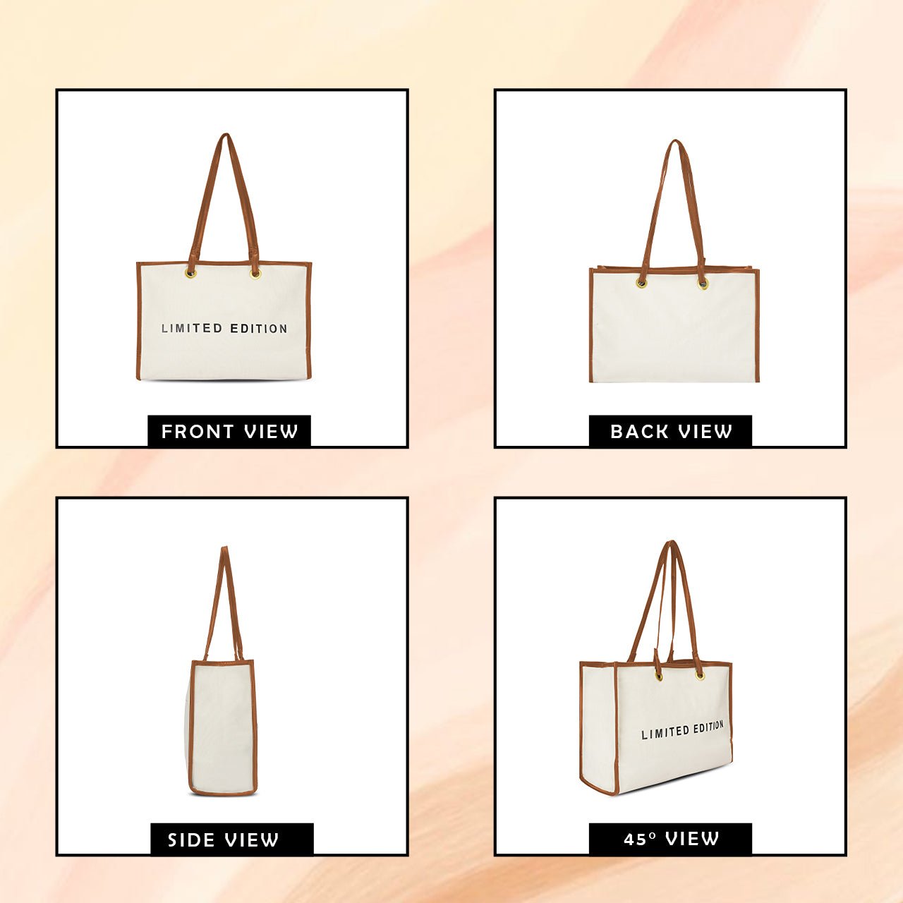 Letter Graphic Contrast Binding Tote Bag