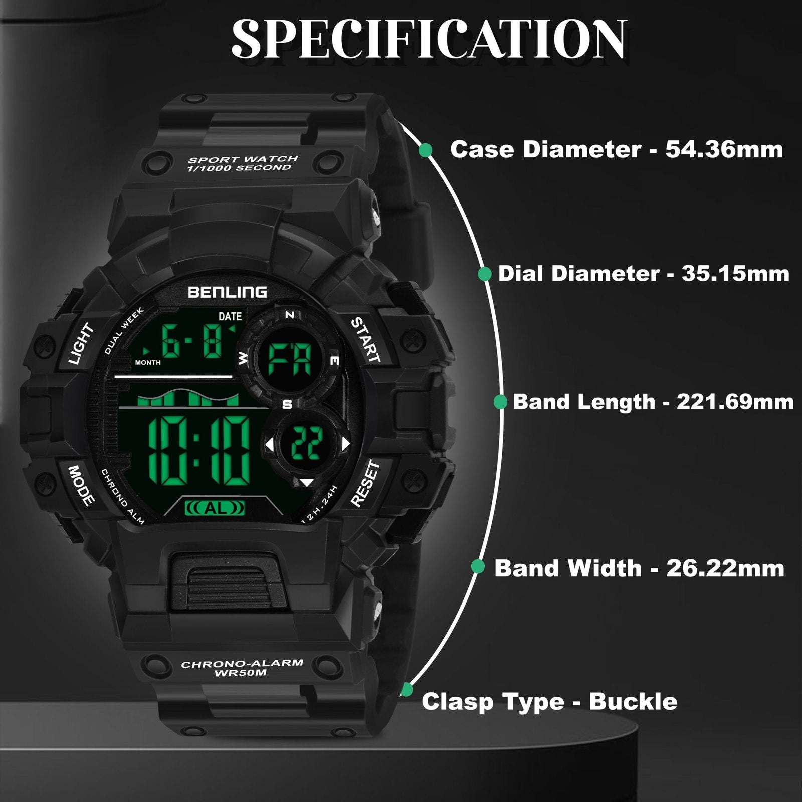 Military Watches for Men with Stopwatch | Calendar | Alarm | Sports Formal Casual Wear | 6053