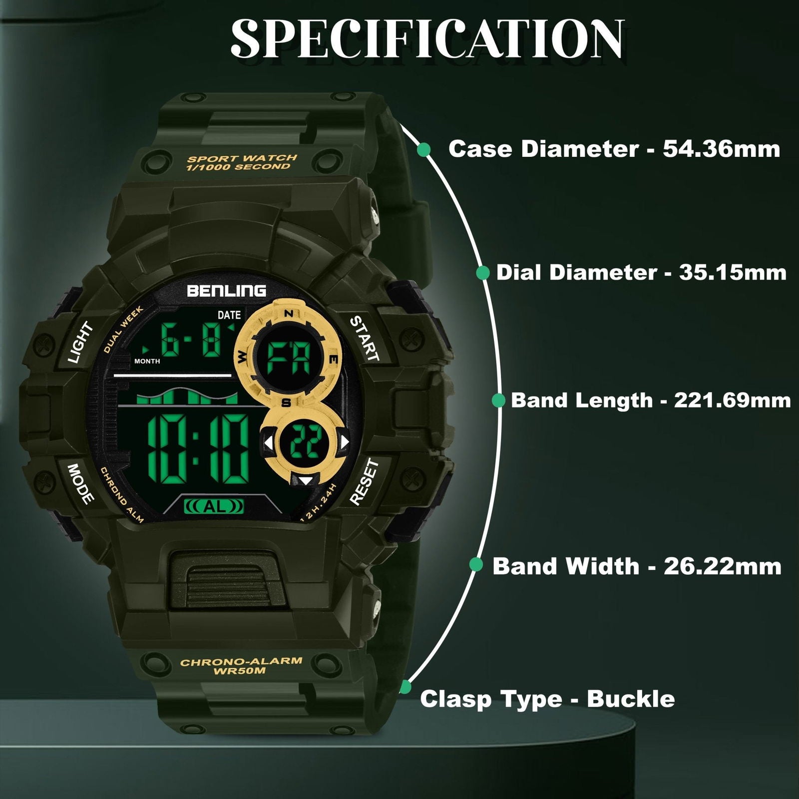Military Watches for Men with Stopwatch | Calendar | Alarm | Sports Formal Casual Wear | 6053