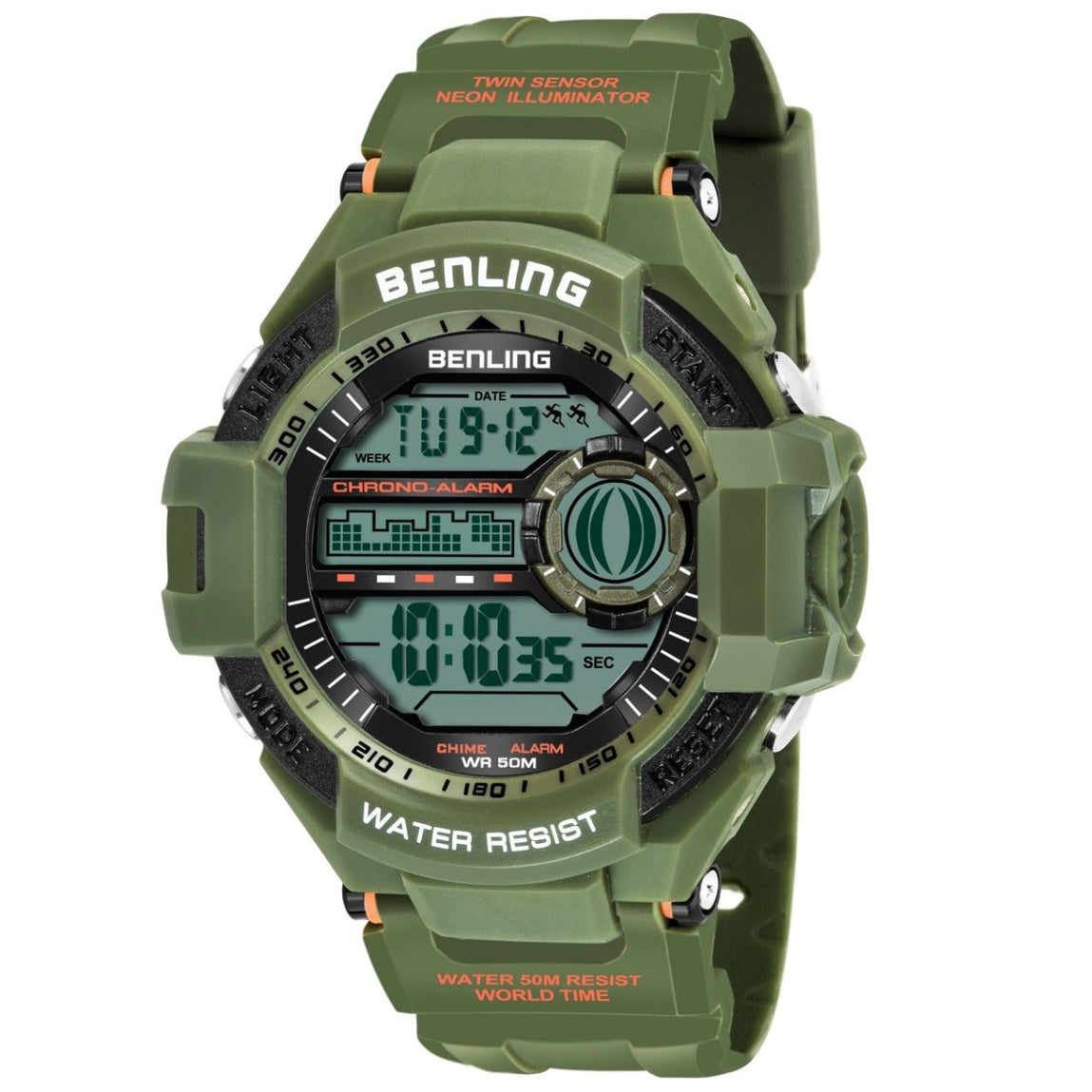 Multifunctional Digital Watch Shockproof with Stopwatch Calendar A Benling