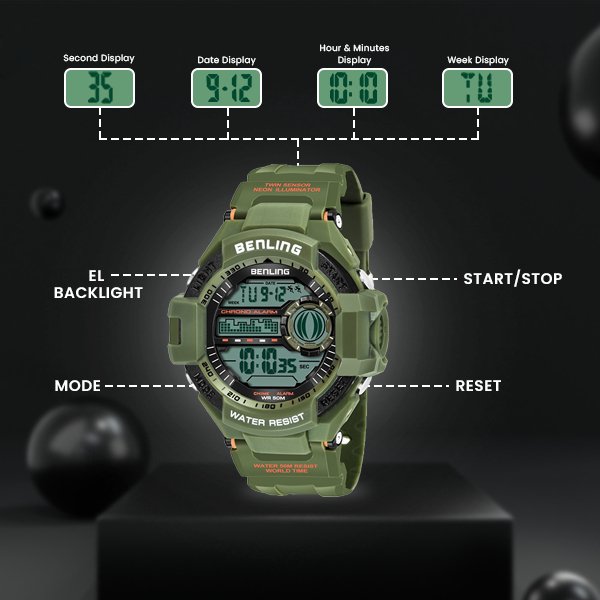 Multifunctional Digital Watch Shockproof with Stopwatch | Calendar | Alarm | Sports – Formal Casual Wear | 6055
