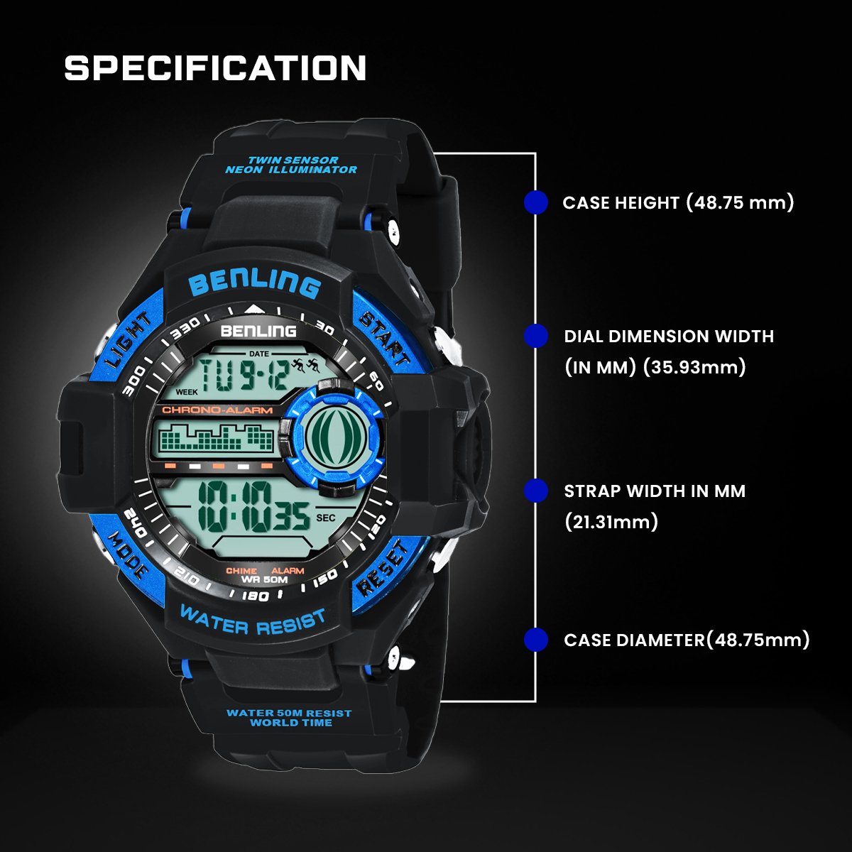 Multifunctional Digital Watch Shockproof with Stopwatch | Calendar | Alarm | Sports – Formal Casual Wear | 6055