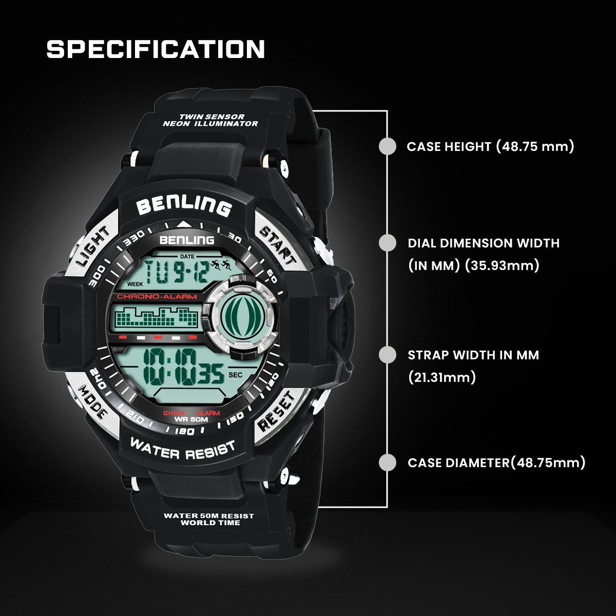 Multifunctional Digital Watch Shockproof with Stopwatch | Calendar | Alarm | Sports – Formal Casual Wear | 6055