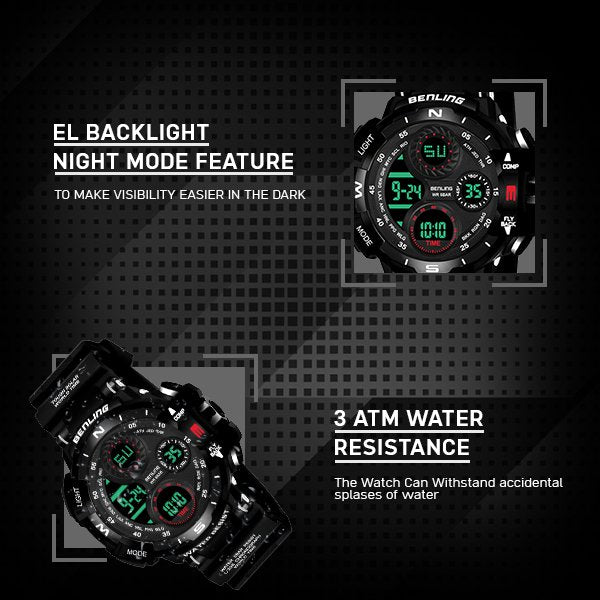Multifunctional Digital Watch with Stopwatch | Calendar | Alarm | Sports | Backlight | 6062 - Benling