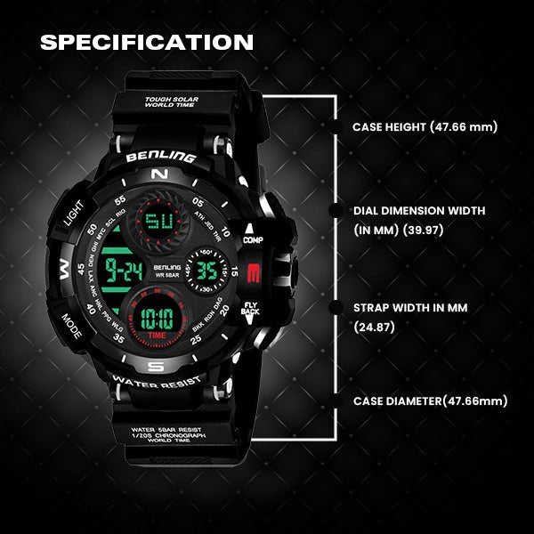 Multifunctional Digital Watch with Stopwatch | Calendar | Alarm | Sports | Backlight | 6062 - Benling