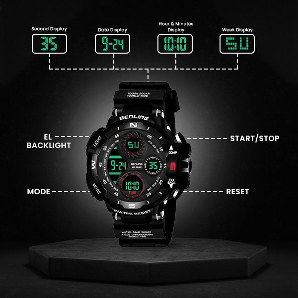 Multifunctional Digital Watch with Stopwatch | Calendar | Alarm | Sports | Backlight | 6062 - Benling