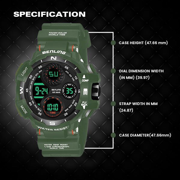 Multifunctional Digital Watch with Stopwatch | Calendar | Alarm | Sports | Backlight | 6062 - Benling
