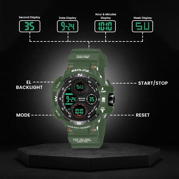 Multifunctional Digital Watch with Stopwatch | Calendar | Alarm | Sports | Backlight | 6062 - Benling