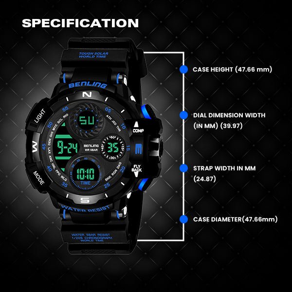 Multifunctional Digital Watch with Stopwatch | Calendar | Alarm | Sports | Backlight | 6062 - Benling