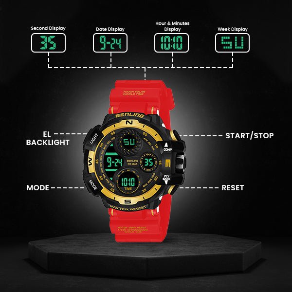 Multifunctional Digital Watch with Stopwatch | Calendar | Alarm | Sports | Backlight | 6062 - Benling
