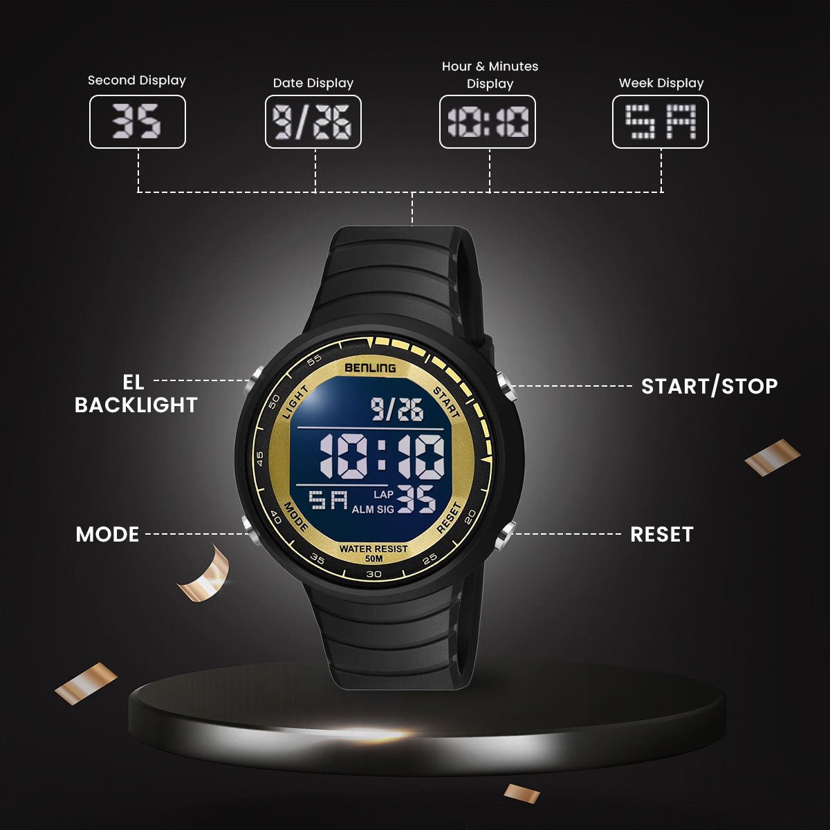 Multifunctional Digital Watch with Stopwatch | Calender | Alarm | Sports – Formal Casual Wear | 6061