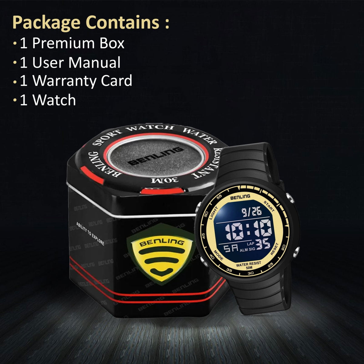 Multifunctional Digital Watch with Stopwatch | Calender | Alarm | Sports – Formal Casual Wear | 6061 - Benling