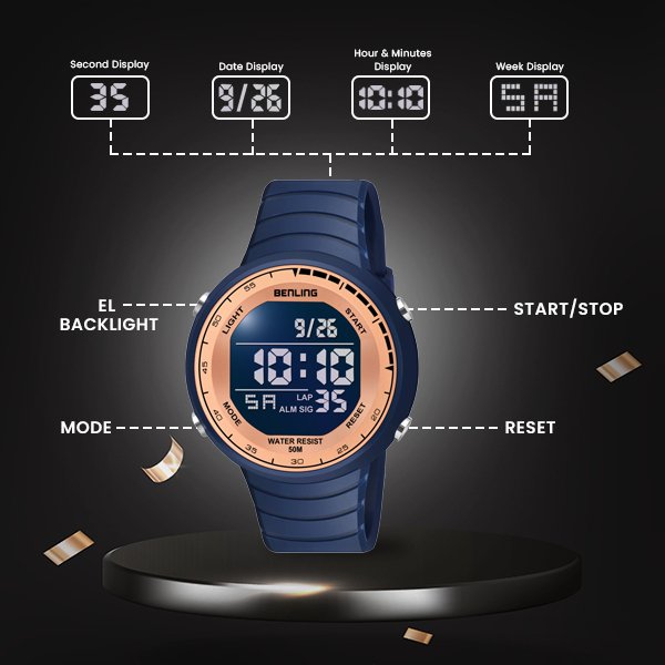 Multifunctional Digital Watch with Stopwatch | Calender | Alarm | Sports – Formal Casual Wear | 6061