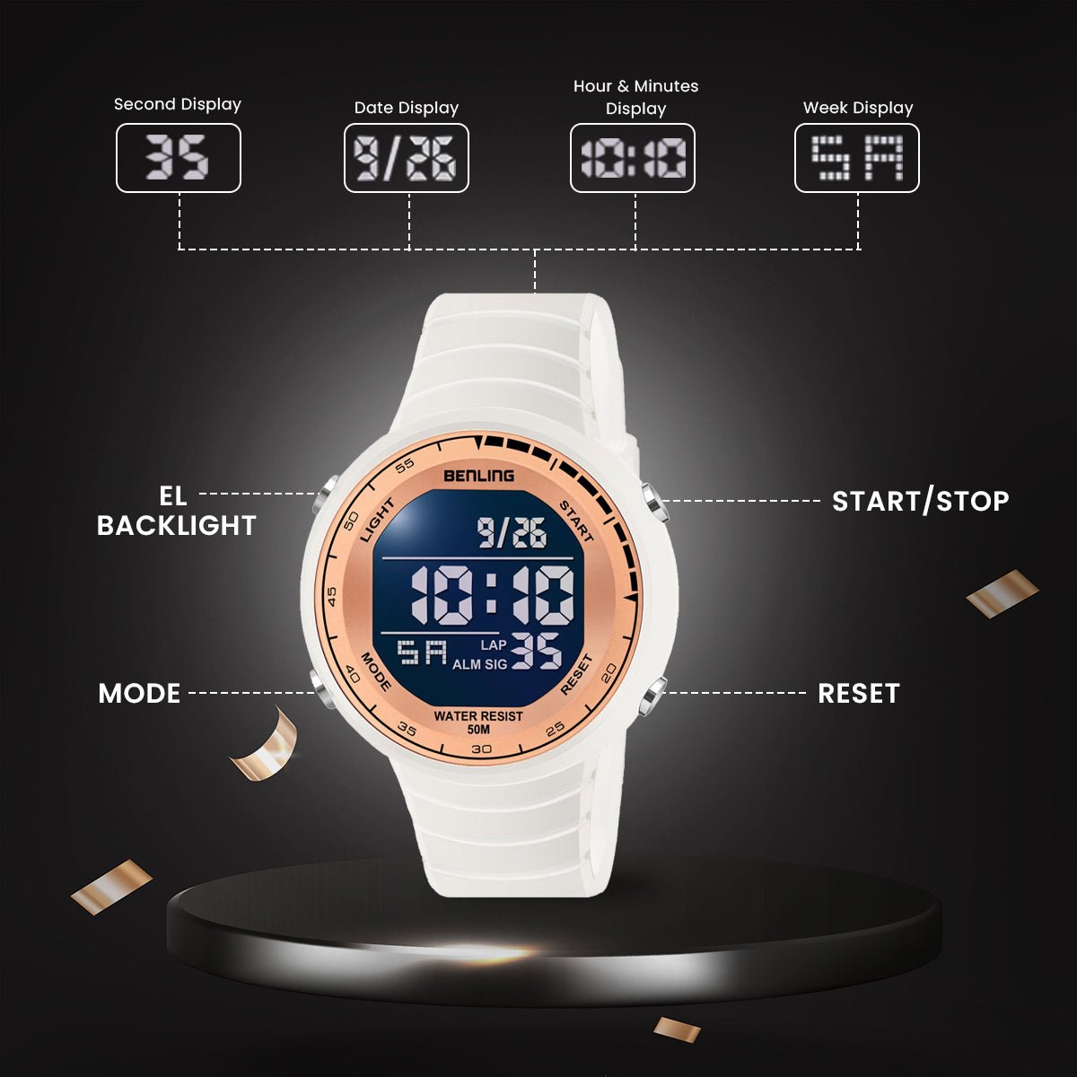 Multifunctional Digital Watch with Stopwatch | Calender | Alarm | Sports – Formal Casual Wear | 6061