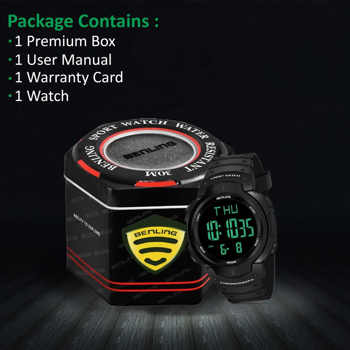 Multifunctional Digital Watches for Men | Waterproof | Calendar | Day Date Function | 6050 - Benling
