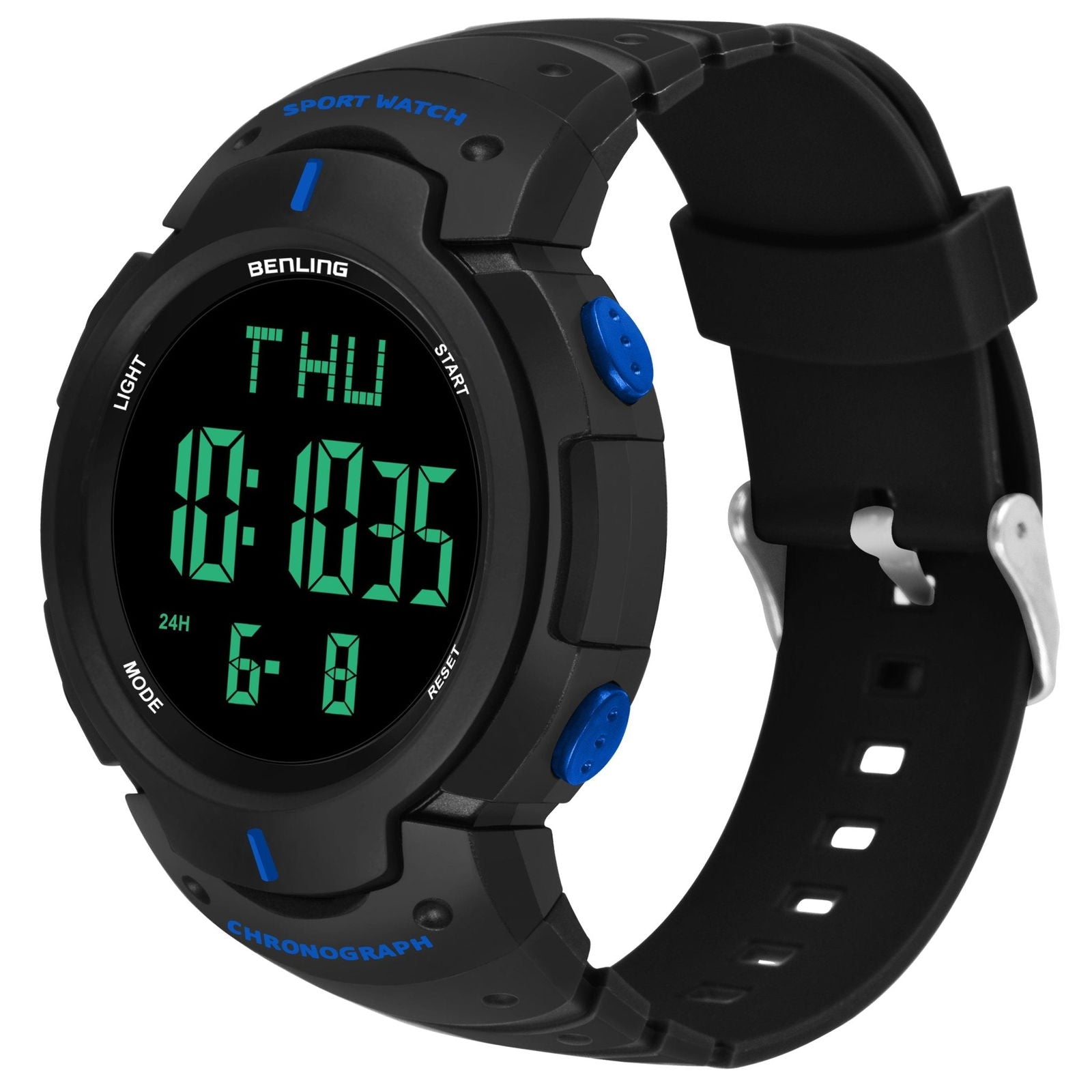 Digital watch with day and date shop