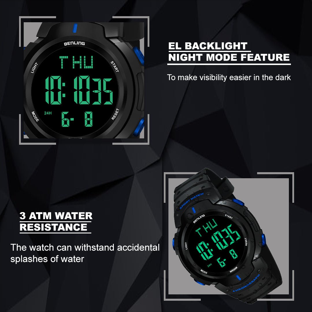 Multifunctional Digital Watches for Men | Waterproof | Calendar | Day Date Function | 6050 - Benling