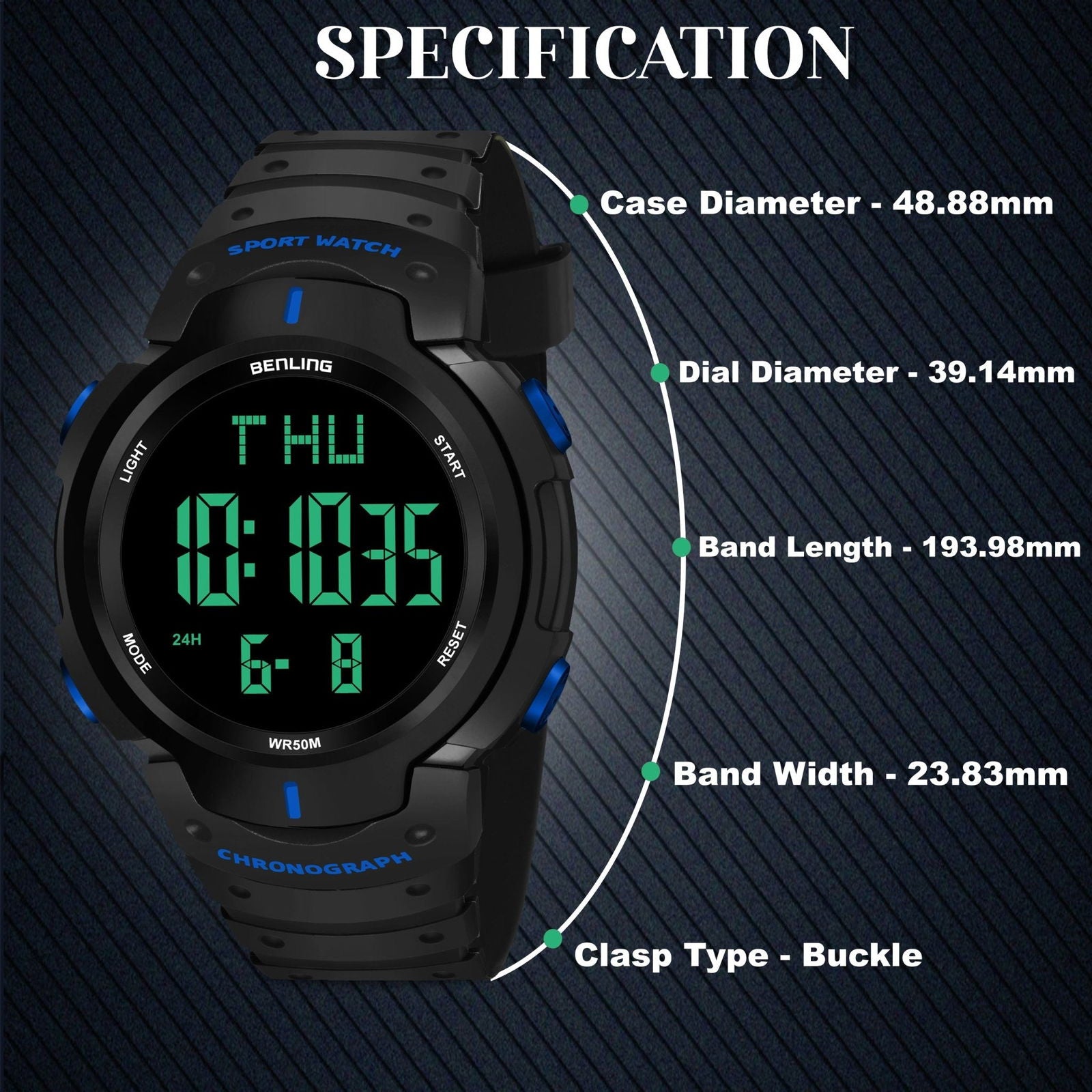 Multifunctional Digital Watches for Men | Waterproof | Calendar | Day Date Function | 6050