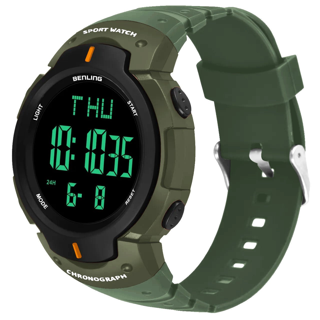 Digital watch with day and date on sale