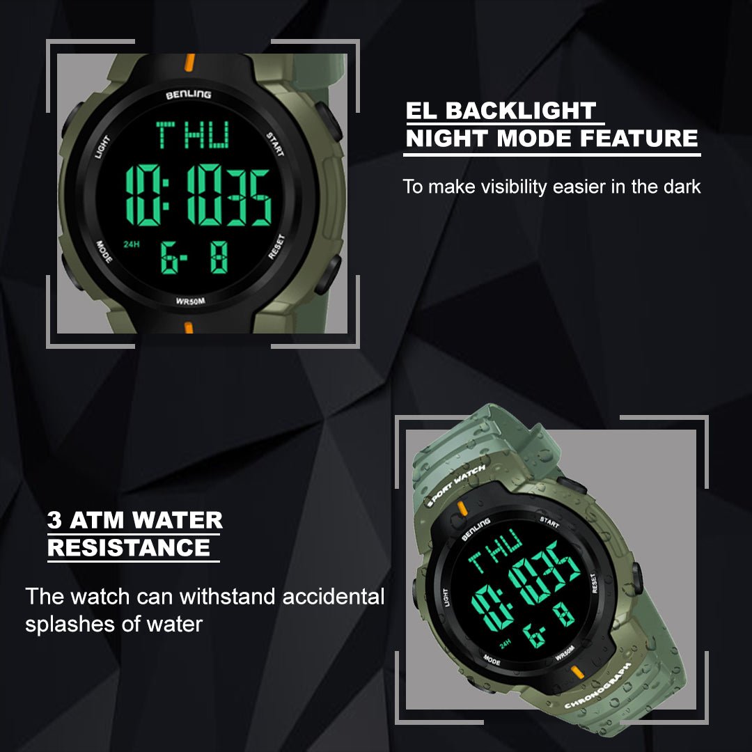 Multifunctional Digital Watches for Men | Waterproof | Calendar | Day Date Function | 6050 - Benling