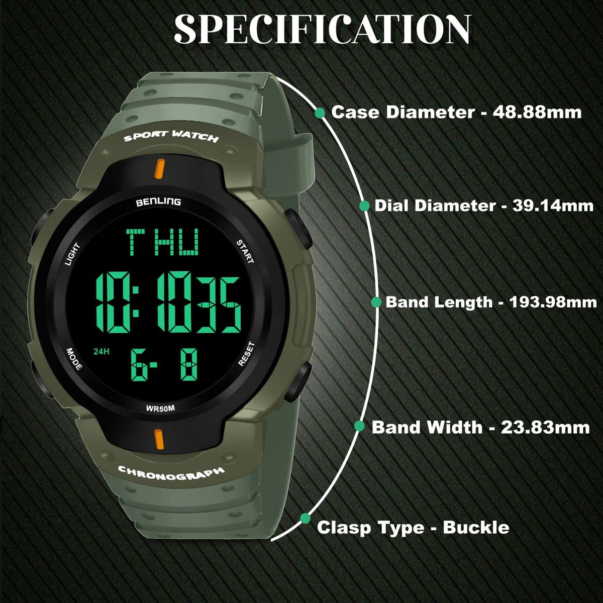 Multifunctional Digital Watches for Men | Waterproof | Calendar | Day Date Function | 6050 - Benling