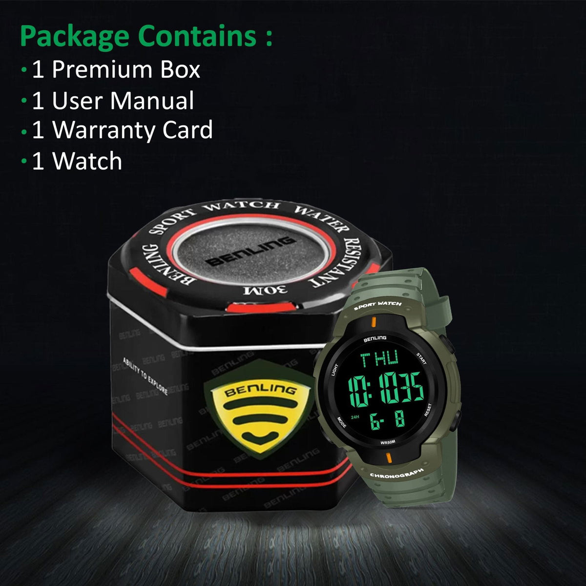Multifunctional Digital Watches for Men | Waterproof | Calendar | Day Date Function | 6050 - Benling