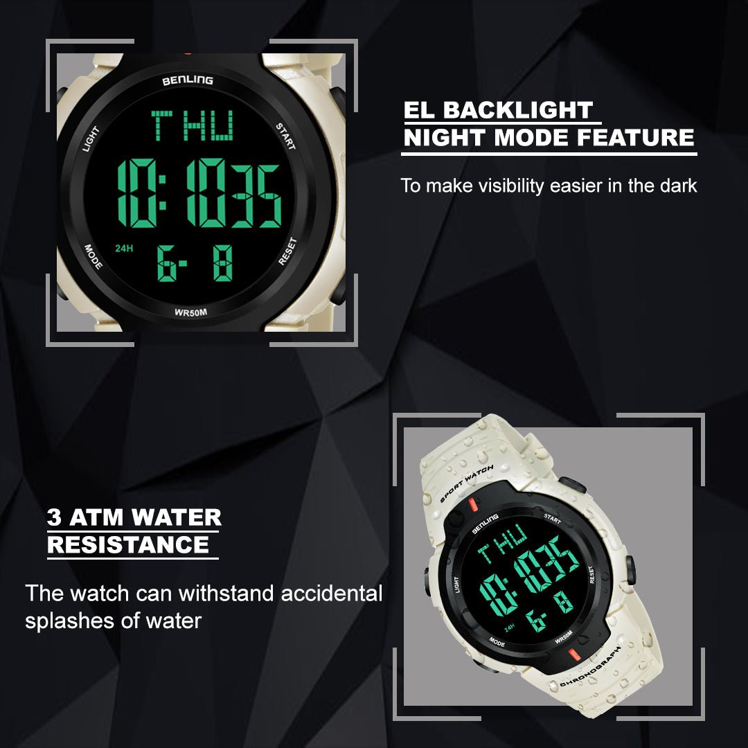 Multifunctional Digital Watches for Men | Waterproof | Calendar | Day Date Function | 6050 - Benling